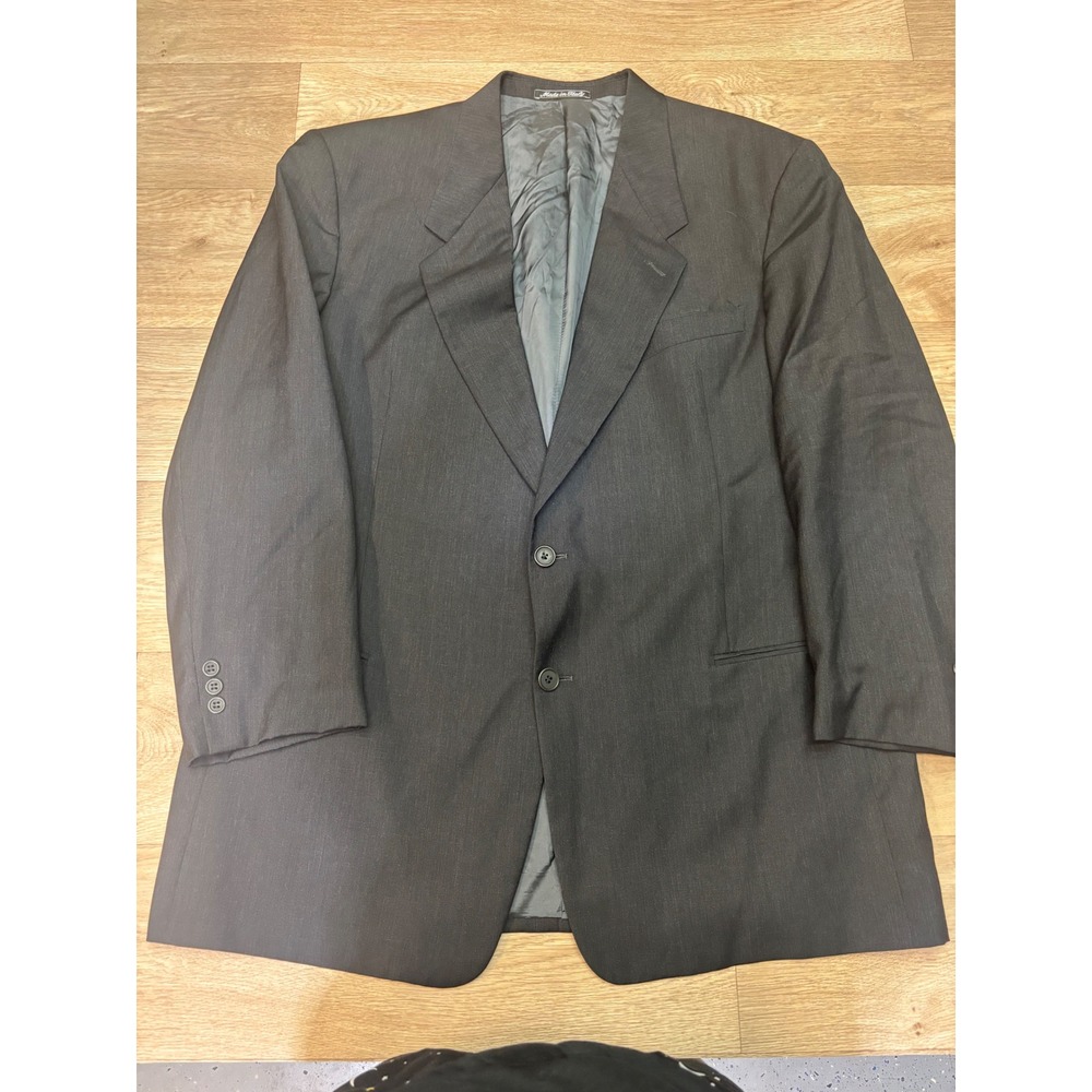 Mani Giorgio Armani Mens 46L Pure Virgin Wool Blazer Jacket Charcoal Grey Italy